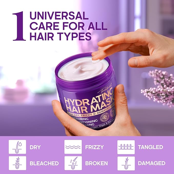 NUTRAHARMONY Hydrating Hair Mask for Dry, Frizzy & Damaged Hair – Deep Conditioning Keratin Treatment with Argan & Coconut Oils, Collagen & Biotin – Repairing, Anti-Frizz Hair Mask for Women, 10oz-VivaGrace Women