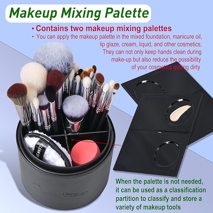 Bueart Design Pro makeup Artist 34Pcs Deluxe Real Goat Hair Horse hair Makeup Brushes Set with extra Large Holder High End Professional labeled makeup brush set with natural Pony Hair-VivaGrace Women