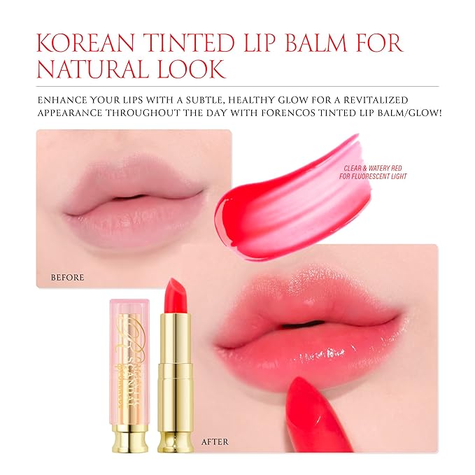 Tinted Lip Balm Hydrating 0.11oz, Glow Pink Shade, Glossy High Pigmentation, Sheer and Smooth, Mositurizing, Natural Color (Red Scarlet)-VivaGrace Women