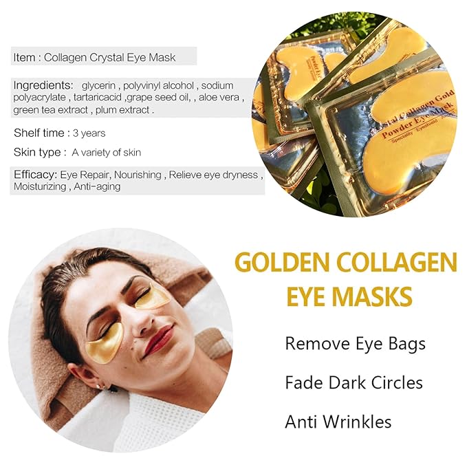 30 PCS Under Eye Collagen Patches,Crystal Pink Collagen Lip Masks,Gold Moisturizing Under Eye Mask,moisturizing skin, anti-chapping and anti-aging.…-VivaGrace Women