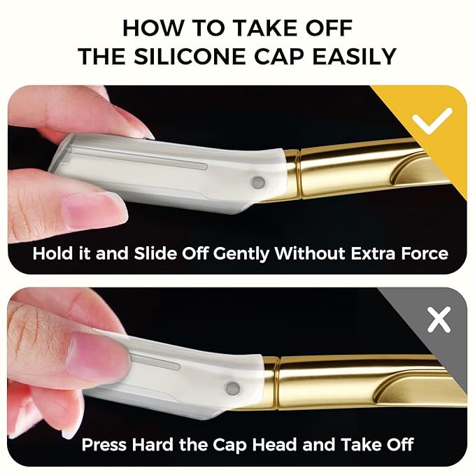 ZOMCHI Dermaplane Razor with 11 Blades for Women & Men, Eyebrow Trimmer with Protective Silicone Cap, Face Razor for Hair Removal - Matte Gold-VivaGrace Women