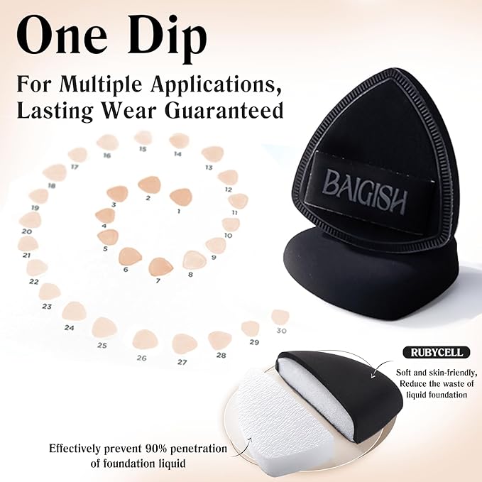 Makeup Sponge 1 Powder Puff +1 Smooth Foundation Brush for Liquid, Cream and Makeup,Super Soft, Makeup Blender, Latex Free Seamless Flawless Soft Setting Couple Set-VivaGrace Women