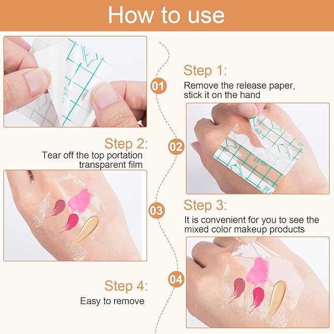 ANCIRS 150pcs Disposable Makeup Hand Palettes, 2.4x2.4inch Adhesive Waterproof PU Cosmetic Makeup Palettes for Women Girls Female Artists Make up-VivaGrace Women