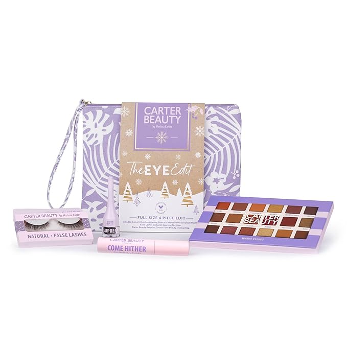Carter Beauty The Eye Edit - Accentuates The Eyes - Transform Your Eye Makeup Look - Includes Mascara, Eyeshadow Palette, Gel Liner, Natural False Lashes - Vegan And Paraben Free - 5 Pc Gift Set-VivaGrace Women