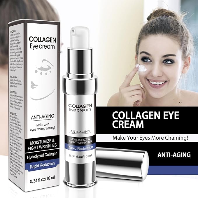 Eye Cream, Collagen Under Eye Treatment Gel, Moisturizing Anti Aging Wrinkle, Reduce Dark Circles, Puffiness Bags, Fine Lines, Skin Firming, Lifting Brightening Under and Around Eyes Women Men-VivaGrace Women