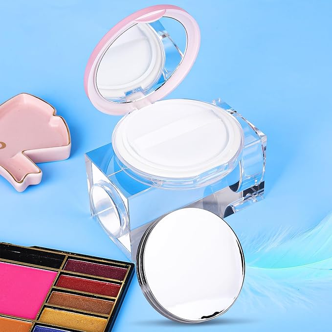 Mabor 2pcs Loose Powder Containers Powder for Women Girls Empty Face Powder Compact Powder Puff Container with Mirror Empty Reusable Powder Case-VivaGrace Women