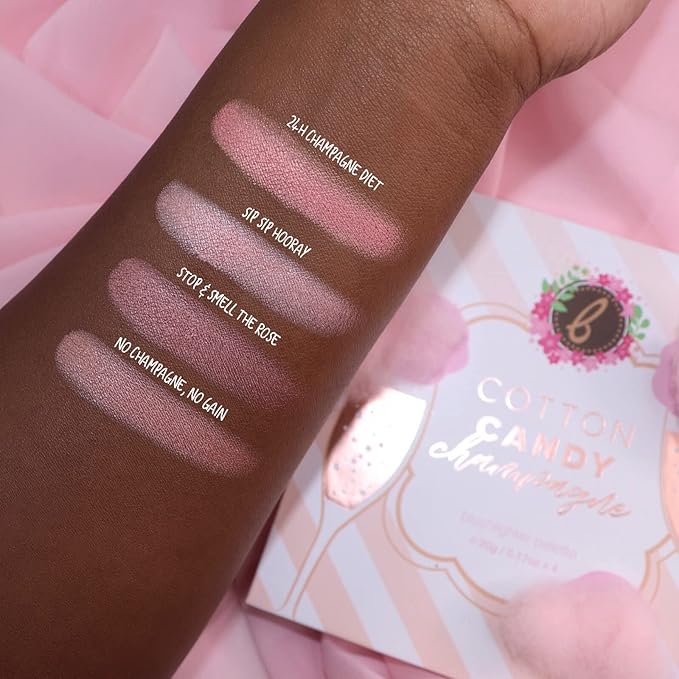 Beauty Bakerie Cotton Candy Champagne Blush Makeup Palette, Long Lasting Pigment, Matte and Metallic Highlighter Makeup, 4 Highlight Shades-VivaGrace Women