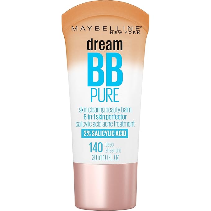 Maybelline Dream Pure Skin Clearing BB Cream, 8-in-1 Skin Perfecting Beauty Balm With 2% Salicylic Acid, Sheer Tint Coverage, Oil-Free, Deep, 1 Count-VivaGrace Women