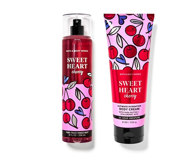 BBW - Bath and Body - SweetHeart Cherry - 2 pc Bundle - Duo - Fine Fragrance Mist 8 oz. ULtimate Hydration Body Cream 8 oz. - 2 Piece Set-VivaGrace Women