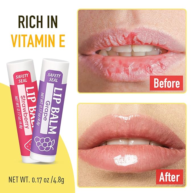 16 Pack Lip Balm, Natural Lip Balm Bulk with Vitamin E and Coconut Oil, Moisturizing Lip Balm for Dry Cracked Lips, Lip Balm for Stocking Stuffers - 8 Flavors-VivaGrace Women