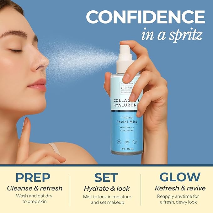 Hyaluronic Acid & Collagen Face Mist - Dermatologist Tested, Moisturizes & Tones Skin, Anti-Aging, Natural Ingredients, Cruelty-Free Korean Skin Care - All Skin Types - 4 OZ (2 Pack)-VivaGrace Women