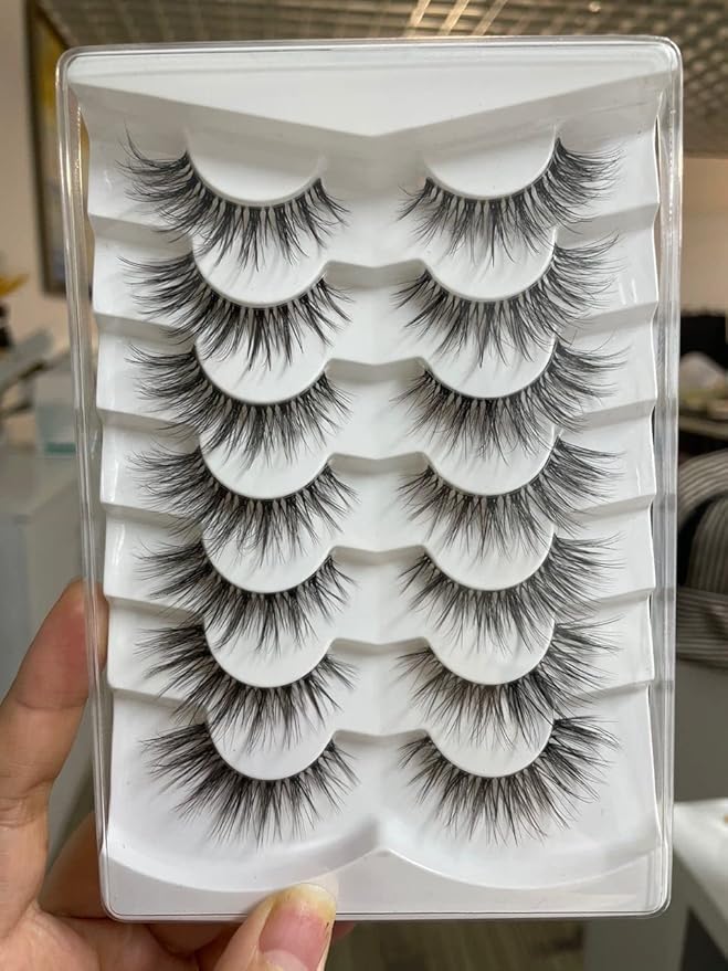 False Eyelashes with Clear Band Faux Mink Lashes Natural Look 3D Volume Wispy Fake Lashes Pack by Kiromiro 7 Pairs-VivaGrace Women
