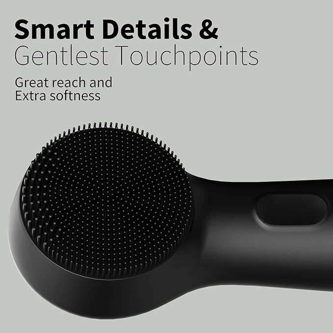 Silicone Face Scrubber, NågraCoola CLIE 2.0 Facial Cleansing Brush, Rechargeable, Waterproof Face Scrub Brush for Cleansing, Exfoliating, Massaging, Electric Facial Exfoliator for Women & Men - Black-VivaGrace Women