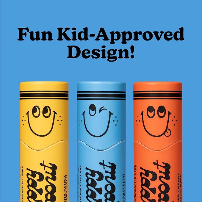 Poppy & Pout Kids Jumbo Lip Balm | All Natural Lip Balms & Moisturizers | Hydrates with Beeswax, Vitamin E, Organic Coconut Oil | Cruelty-Free | Lip Balm in Recyclable Cardboard Tube (Bloo Razzeloo)-VivaGrace Women