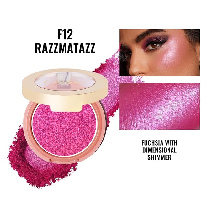 Oulac Luminisers Powdery Blusher for Cheeks Face Glow,Brighten Skin As Highlighter Makeup, Shimmer Blusher,Buildable and Vegan Cosmetics,4.8g F12 Razzmatazz-VivaGrace Women