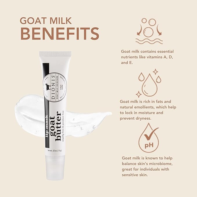 Dionis Goat Butter Overnight Leave On Lip Mask - Raspberry, Goat Milk, Jojoba & Moringa Oils Moisturize & Repair Cracked, Chapped & Dry Lips - Chocolate Shortbread Scented Formula Stays On All Night-VivaGrace Women