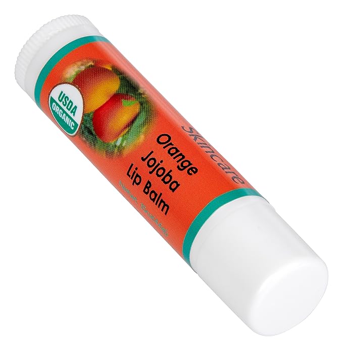 USDA Organic Orange Lip Balm 2 Pack - Over 70% Pure Organic Jojoba Oil, Organic Beeswax, Citrus Scent, Soothes and Softens Dry, Cracked, and Sensitive Lips, Natural Orange Scent No Taste 15 oz/4.6 g-VivaGrace Women