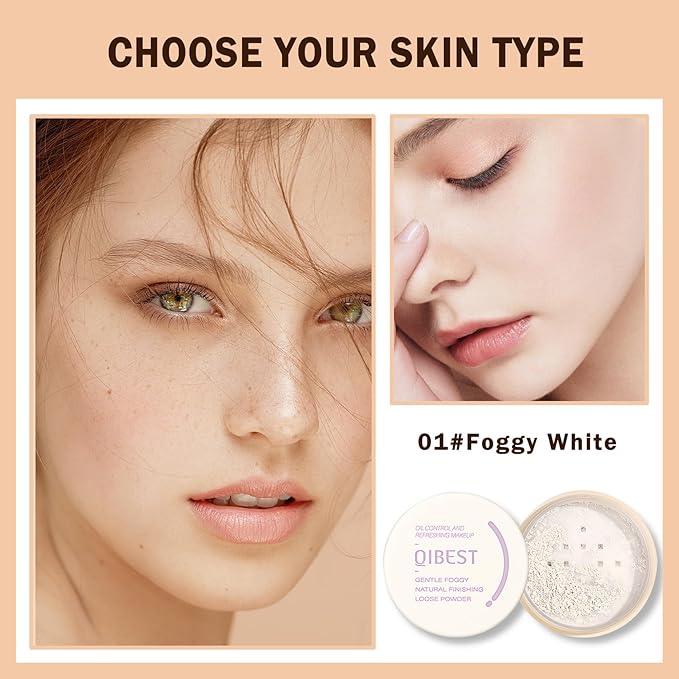 Setting Powder Loose Face Powder Lightweight Soft Smooth Brighten Minimizes Pores Long Lasting Oil Control Loose Powder Makeup For Matte Flawless Finish 01#Foggy White-VivaGrace Women