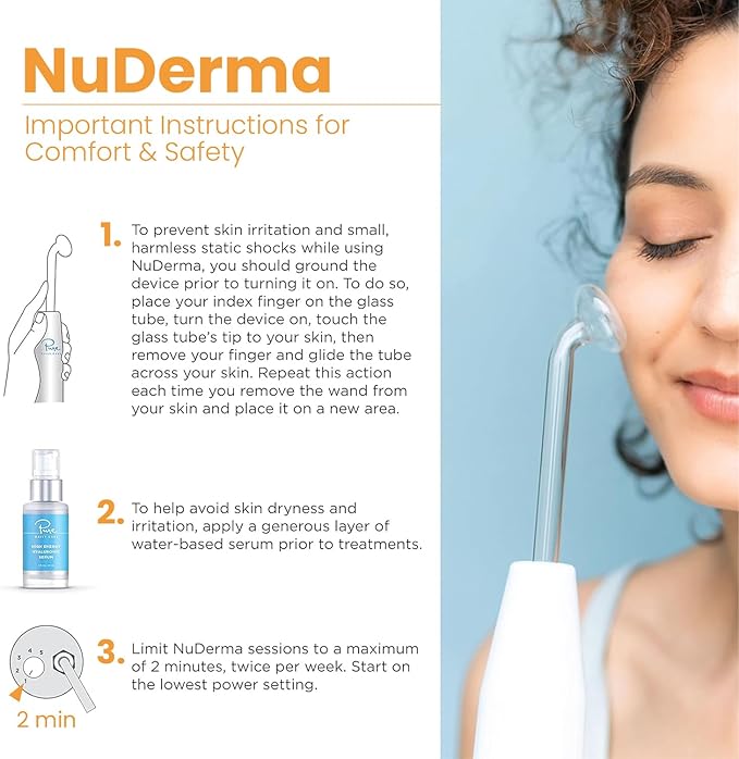 Pure Daily Care NuDerma Handheld Skin Therapy Wand Machine w/Neon – Anti-Aging - Skin Tightening - Wrinkle Reducing - Dark Circles – Clarifying - Hair & Scalp Stimulator-VivaGrace Women
