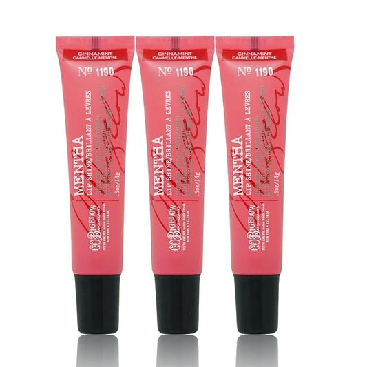 C.O. Bigelow Cinnamint Mentha Lip Shine Balm Tubes, Pack of 3 Bulk Lip Gloss with Cinnamon & Peppermint Oil, High Gloss Shine Finish, 0.5 oz-VivaGrace Women