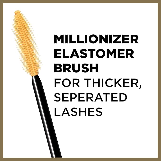 L’Oreal Paris Makeup Voluminous Million Lashes Mascara, Volumizing Collagen Infused Eye Makeup, Amplifying Mascara Brush, Washable, Black, 0.32 Fl Oz., 1 Count