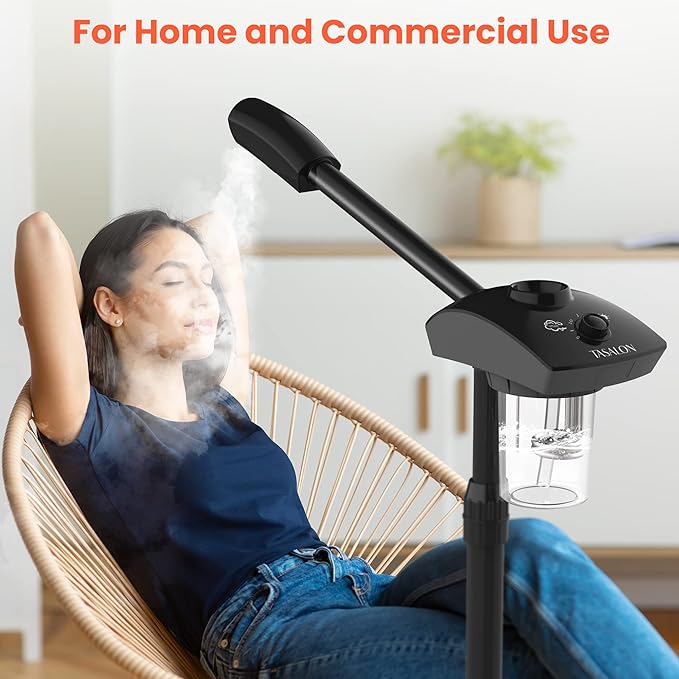 TASALON Ionic Facial Steamer, Professional Face Steamer for Facial, Esthetician Steamer for Face Spa and Salon Beauty, Hot Ionic Mist Face Steamer for Facial Deep Cleaning Skin Care Equipment- Black-VivaGrace Women