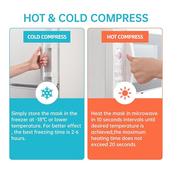 Ice Pack Face Eye Mask for Dark Circles and Puffiness,Gel Cold Cooling Face Mask for Migraines, Headache, Stress and Relaxation (Blue)-VivaGrace Women