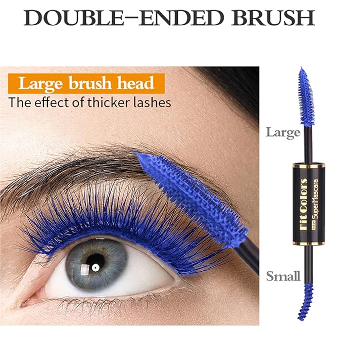 3 Colors Double-Ended Colored Mascara Set for Eyelashes, Purple Blue Pink Colorful Mascara Waterproof Charming Long Lasting Voluminous Eye Makeup Mother's Day Gifts for Women