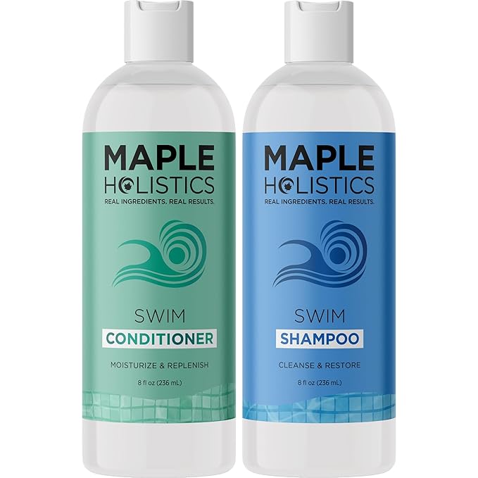 After Swim Shampoo and Conditioner Set - Chlorine Shampoo and Conditioner for Swimmers with Tea Tree and Rosemary Oil - Clarifying Shampoo for Hard Water Chlorine and Saltwater with Replenishing Oils-VivaGrace Women
