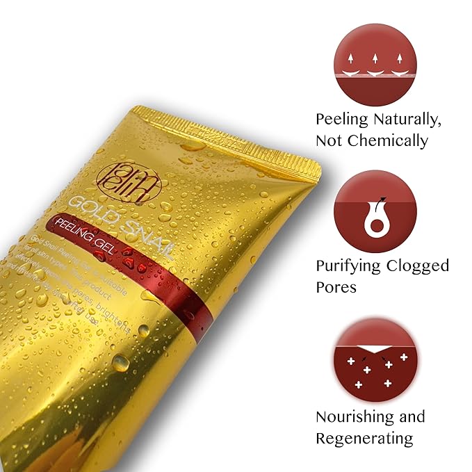 Gold Snail Peeling Gel, 24K Gold Face Exfoliator, Natural Gentle Scrubber, Blackhead Remover, Pore & Acne Scar Minimizer, All Skins, 5.07 fl oz Made In Korea