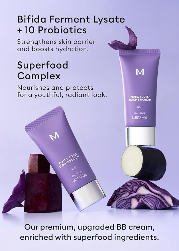 MISSHA M PERFECT COVER SERUM BB CREAM No.23 Natural Beige-Light/Medium with Cool/Neutral Undertone, BB Cream by Cardi B Pick, Skin Tint, Tinted Moisturizer, Skin Care Foundation Makeup, 1.18 Fl oz-VivaGrace Women