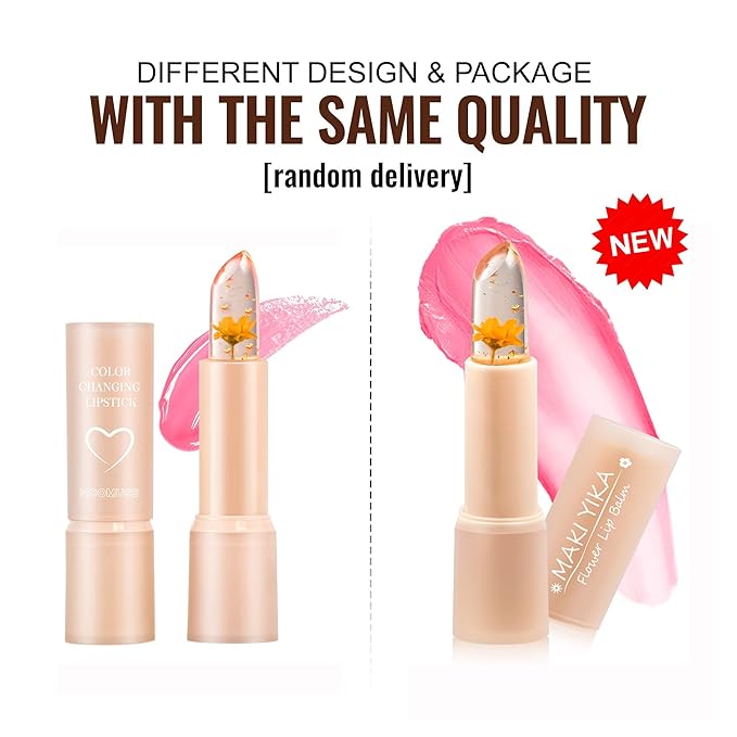 Flower Lip Balm - Color Changing Lipstick Jelly Lip Stain for Perfect Pink Shade, Unique pH Lip Balm for Your Lips, Clean & Vegan Flower Balm (Yellow Flower)-VivaGrace Women