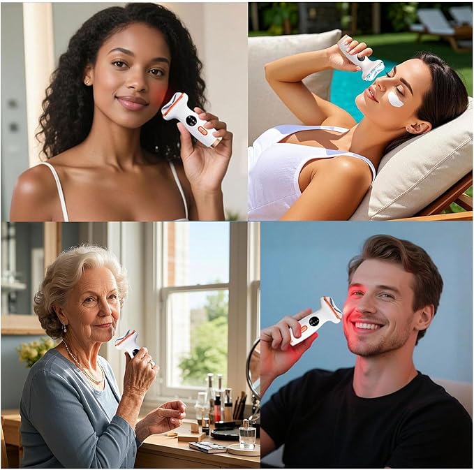 Cold Heat Facial Massager Red Light Therapy for Face Neck Eye Lifting Firming Depuffing,7-in-1 LED Facial Sculptor Skin Care,Cooling Electric gua sha Lift Device Reduce Forehead Frown Smile Line-VivaGrace Women