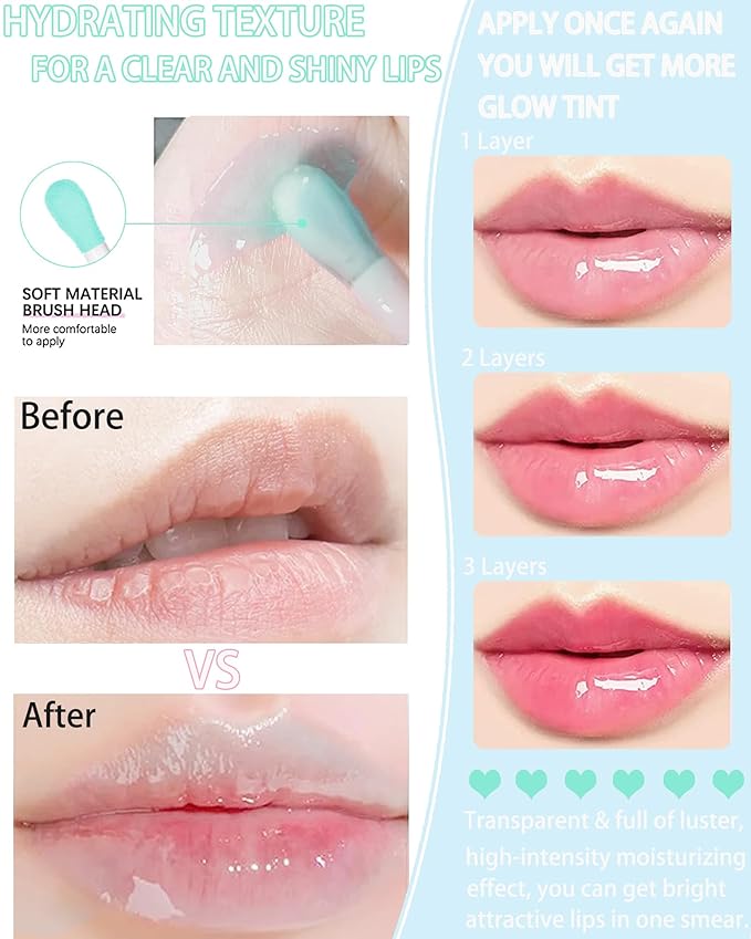 Tinted Moisturizing Lip Glow Oil,Hydrating Plumping Lip Gloss Lip Care Clear Toot Lip Oil for Dry Lip,Glow Reviver Lip Oil,Shine Lip Tint Stain Lip Care Product,Christmas Makeup Gift for Women-#017-VivaGrace Women