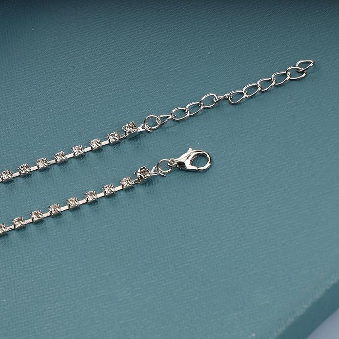 Boho Crystal Thigh Chain Silver Body Chain Leg Chains Body Jewelry Accessories for Women and Girls (Silver)-VivaGrace Women