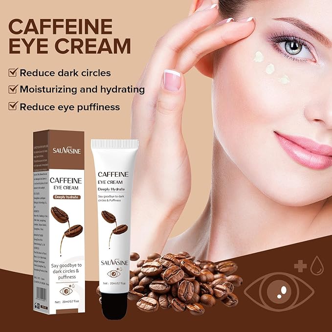 Caffeine Eye Cream for Dark Circles, Under Eye Treatment Eye Cream with Caffeine Anti Aging Wrinkles Lifting Firming Moisturizer Tightening Eye Cream 20ML-VivaGrace Women