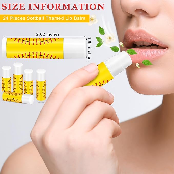 Demissle 24 Pcs Sports Team Gifts Sports Lip Balm Sports Party Favors Sports Theme Lipstick for Team Gifts(Softball)-VivaGrace Women