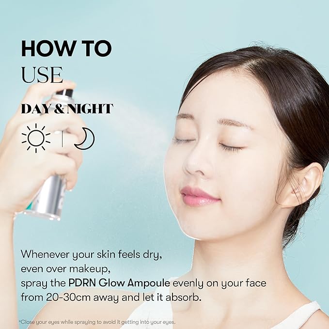 VT COSMETICS PDRN Glow Ampoule, PDRN Facial Mist, Deep Hydration Spray Serum, Vegan Skin Care, Light-weight Face Moisturizer, Plumping Effect, Fragrance-Free, Korean SkinCare (3.38 fl oz / 100 ml)-VivaGrace Women