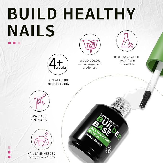 Salon-Grade Milky White Builder Gel - Hypoallergenic Strong Base Coat | Long-Lasting Adhesion (30+ Days) for Professional Nails Gift for Women