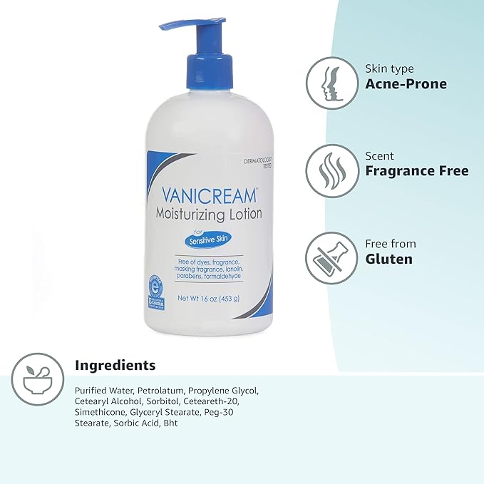 Vanicream Moisturizing Lotion with Pump Dispenser - 16 Fl Oz (Pack of 12) - Formulated Without Common Irritants for Those with Sensitive Skin (Pack of 12)-VivaGrace Women