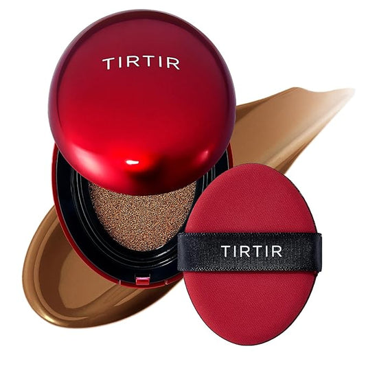 TIRTIR Mask Fit Red Cushion Foundation | Full coverage, Weightless, Skin fit, Satin Glow Finish, Korean Makeup BB Foundation, beauty, Tattoo cover up, Buildable (#45W Chestnut, 0.63 Fl Oz)-VivaGrace Women