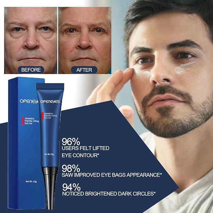 AKARY Awaken Peptide Depuffing Eye Gel, OPENEYES Lifts Firming Eye Tightener, Men's Moisturizing Eye Cream Hydrating Eye Gel Smooths Under Eyes for Dark Circles, Puffiness, Fine Lines, and Bags-VivaGrace Women