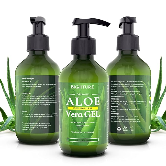 Aloe Vera Gel, 100% Aloe Vera Organic from Freshly Cut Aloe Leaves, Skin Care for Deeply & Rapidly Soothing, Firming, After Shave, Sunburn Relieve, etc-VivaGrace Women