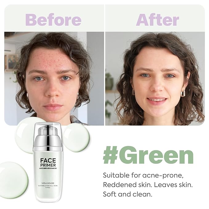VIOLA HOUSE Face Primer, Tone Adjust Primer For Face Before Makeup-Refined, Bright And Smooth The Skin And Fills Fine Lines (Mint Green)-VivaGrace Women