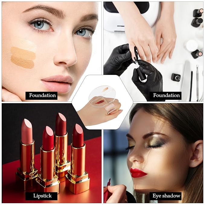 2 Pcs Makeup Hand Palette Foundation Palette Foundation Mixing Palette Hand-Held Nail Art Manicure Palette Clear Makeup Palette for Mixing Foundation Eye Shadow Nail Art-VivaGrace Women