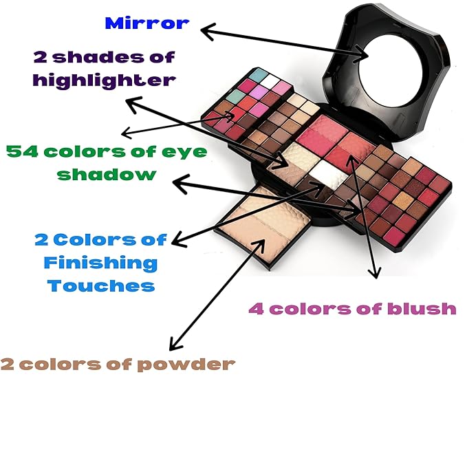 SAMIK Eye shadow blush concealer contour makeup kits full set all in one makeup set cosmetic girl makeup gift box blush set (Black)-VivaGrace Women