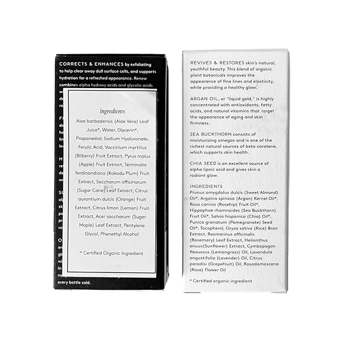 Naked & Thriving The Night Set | Renew Resurfacing Night Serum (30 mL) + Rejuvenate Restorative Face Oil (35 mL) with Hyaluronic Acid, Argan & Sea Buckthorn Oils and Fruit AHAs (Set of 2)-VivaGrace Women