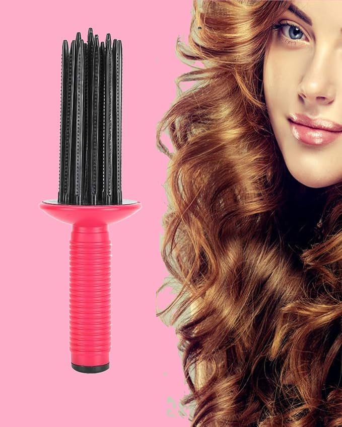 Hair Fluffy Styling Curler Curls Comb,Hair Curler Curling Make Up Brush Roller Tool Portable Hair Curling Roll Comb Anti‑Slip Professional Round Hair Brush for Home Personal Use Travel-VivaGrace Women