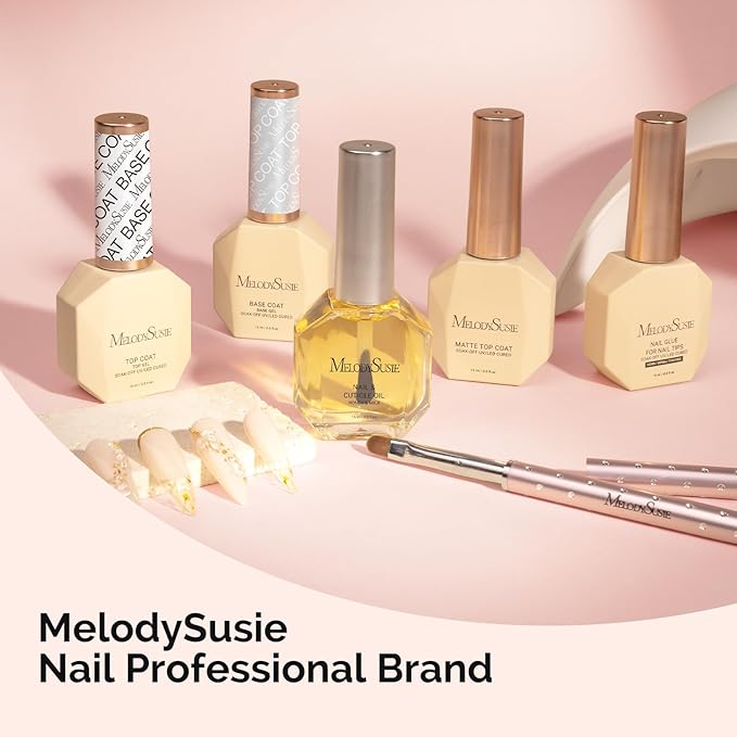 MelodySusie No Wipe Glossy Top Coat Long Lasting Shine Finish Soak Off UV LED Nail Lamp Nail Polish Art Design Manicure Kit Perfect Gifts for Women Girls 1 Pcs 15ml Clear-VivaGrace Women