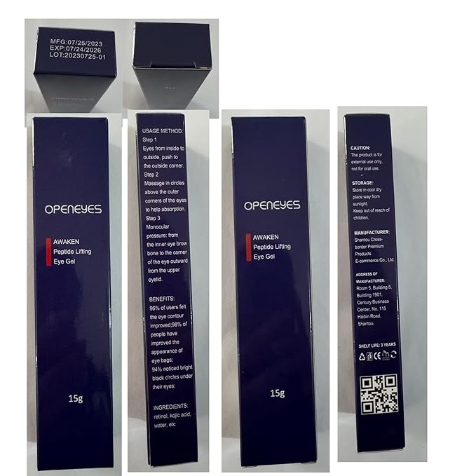 Open eyes awaken peptide lifting eye gel,peptide eye lifting gel,Reduces Dark Circles, Dark circles Hydrating firming Eye cream (5PCS)-VivaGrace Women